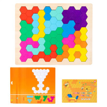 Wabenpuzzle Wood Honeycomb Puzzle Tangram Jigsaw For Kids Wooden Hexagon Block Puzzle Brain Teaser Toy