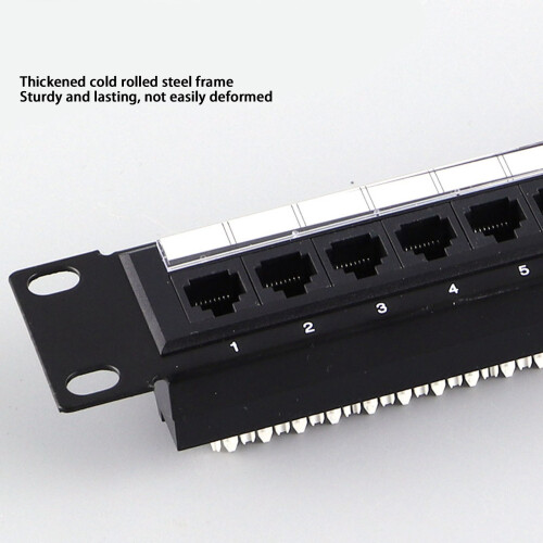 24 Port Cat6 Patch Panel, Heavy Duty RJ45 Ethernet Switch, SteelFinish 2