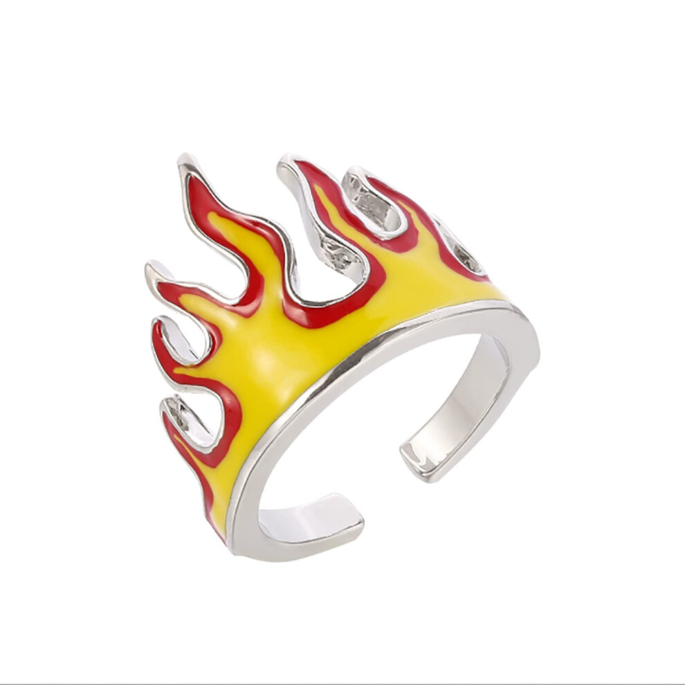 Fire Flame Ring Adjustable Knuckle Ring, Punk Hip Hop Finger Ring, Unisex Jewellery Yellow-image-OPC-PJGCYMK-NEW