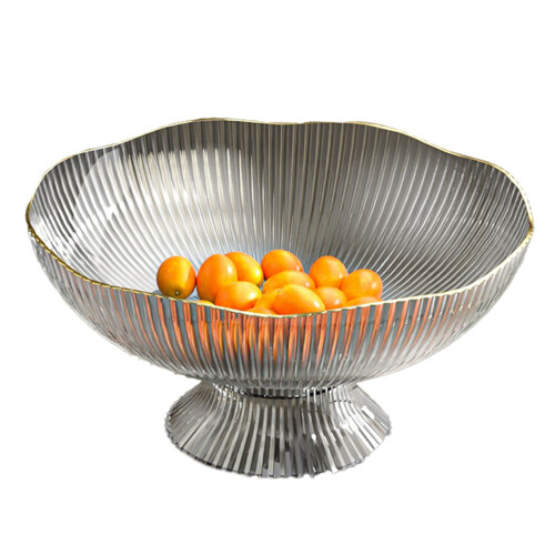 Plastic Footed Fruit Plate with Draining Hole 25x12x13cm Gray 1