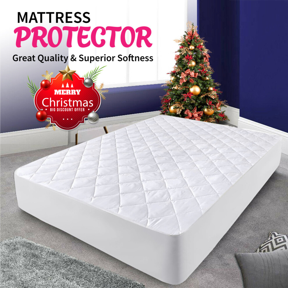 Oxford Homeware (Super King) Extra Deep 30Cm Quilted Mattress Protector Topper Fitted Sheet Bed Cover All Size White