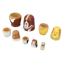 5 Stück Holz Hund Russische Nesting-Puppen Spielzeug Handgemachte Holz Hund Matroschka Puppen Set für Kinder Weihnachten Geburtstagswünsche