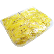 (Yellow) 100pcs Individual Package Disposable PE Bath Shower Caps Waterproof Dustproof Shower Bag Bath Protective Strip Caps for Spa Hair Salon