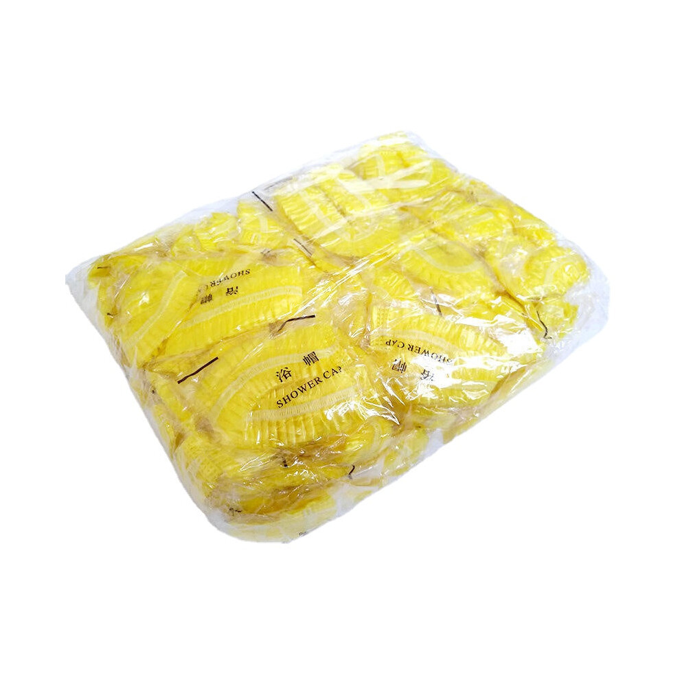 Greenzech Yellow (Yellow) 100Pcs Individual Package Disposable Pe Bath Shower Caps Waterproof Dustproof Shower Bag Bath Protective Strip Caps For Spa Hair Salon