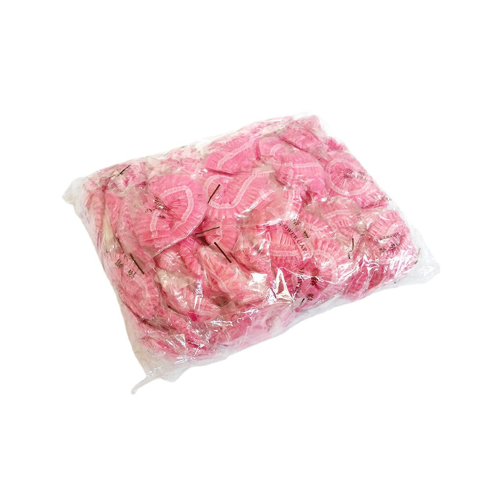 Greenzech Pink (Pink) 100Pcs Individual Package Disposable Pe Bath Shower Caps Waterproof Dustproof Shower Bag Bath Protective Strip Caps For Spa Hair Salon