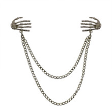 Retro Brooches Shirt Collar Pins With Chains For Men And Women Palm Charm Bronze Universal Retro Chain Brooch