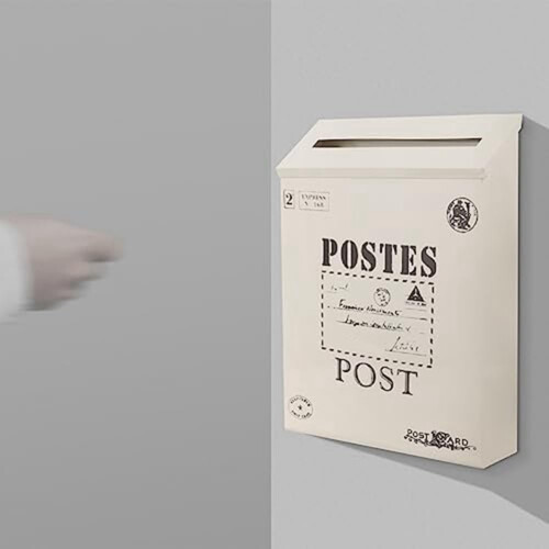 Post Box Wall Mounted Vintage Style Outdoor White Rust-Resistant Letter Box 1