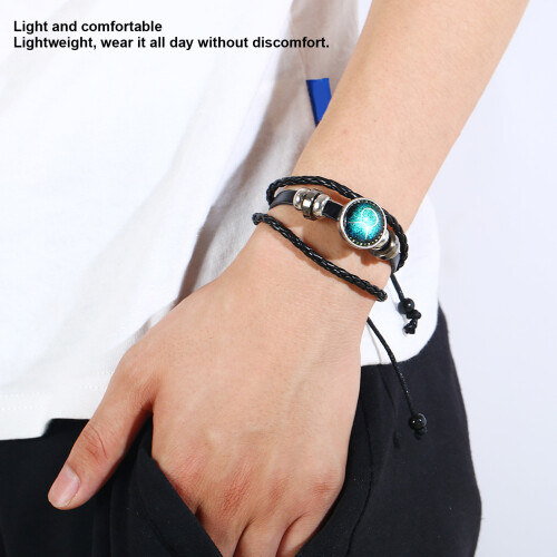 12pcs Zodiac Multilayer Leather Cuff Bracelets for Couples 2