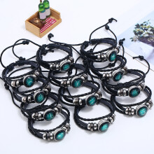12pcs Zodiac Multilayer Leather Cuff Bracelets for Couples