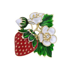 Glittering Rhinestone Strawberry Brooch Unisex Handmade Lapel Pin Metal Base No Gemstone Rhinestones For Jackets