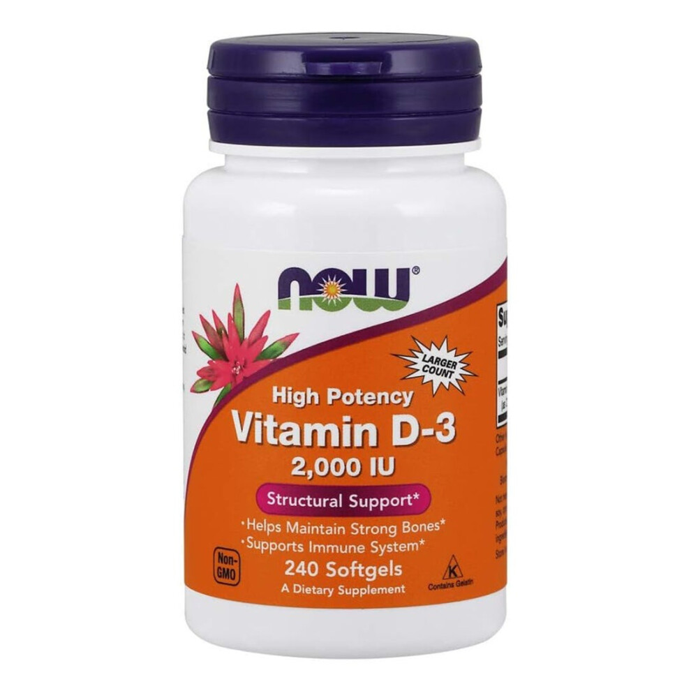Now High Potency Vitamin D-3 Structural Support 2000 IU Softgels 240's
