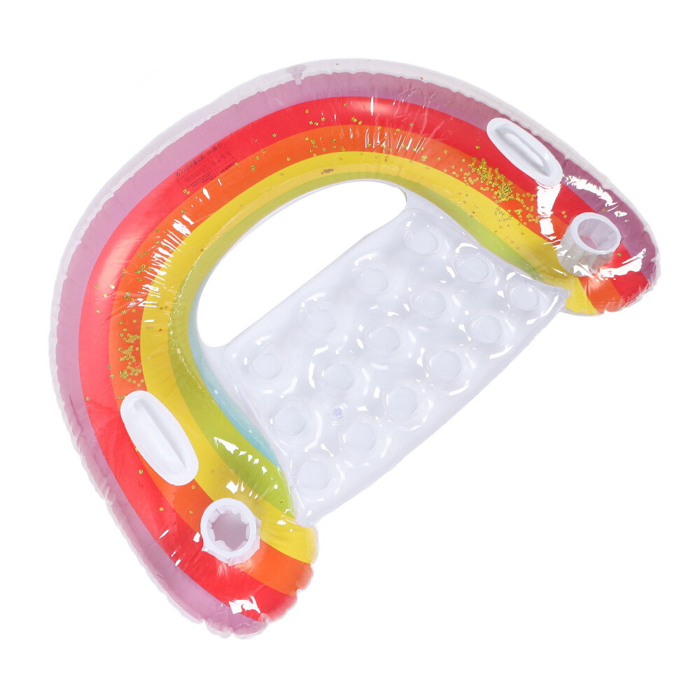 Rainbow Inflatable Pool Float Chair – PVC, Single Lounger, 570g