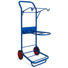 Folding Saddle Rack Trolley Blue (Horse Tack Carrier Cart Rail Hooks)