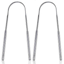 Stainless Steel Tongue Scraper for Fresh Breath, 2-Pack U-Shaped Cleaners