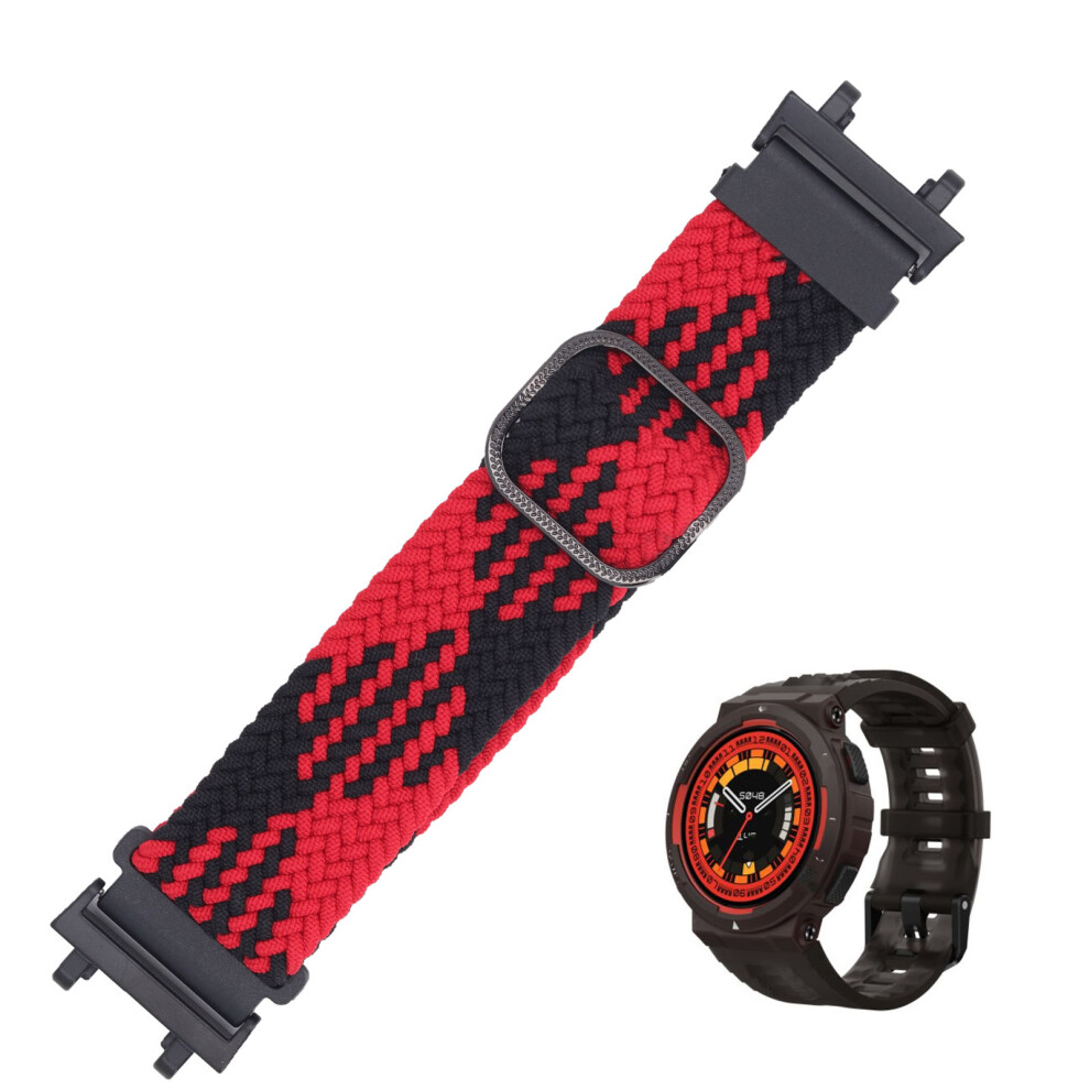 Elastic Nylon Watch Band For Amazfit Active Edge A2212, Red & Black Black,Red 6931337647108