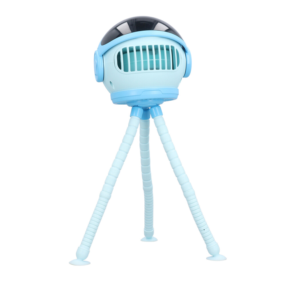 Mini Baby Stroller Fan 4000Mah Rechargeable 360 Foldable Clip-On Blue