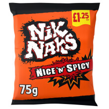 Nik Naks Nice 'N' Spicy Crisps 75g (Pack of 18) Tasty Treat