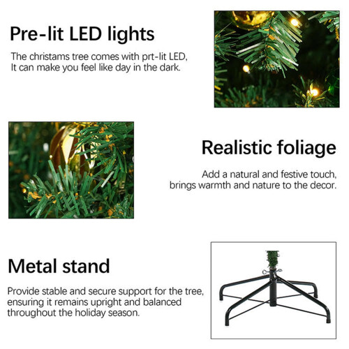6FT Led Artificial Christmas Tree with Stand for Home Office Decoration 2
