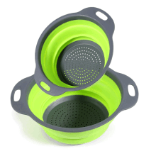 (L) Silicone Foldable Colanders Strainer Drain Basket Fruit Vegetable Cleaning Basket