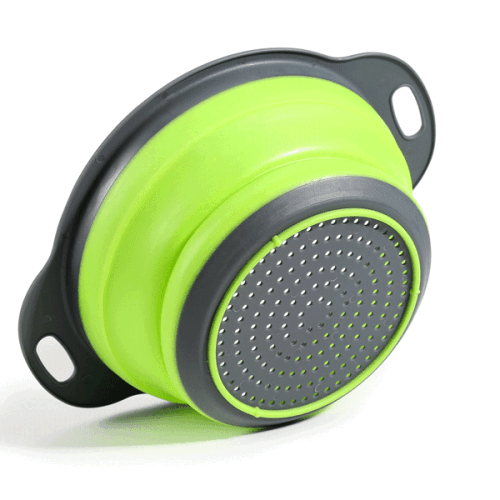 (L) Silicone Foldable Colanders Strainer Drain Basket Fruit Vegetable Cleaning Basket 2