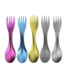 (brightGolden) Spork spoon Ultralight Cookware Portable for Outdoor Camping Picnic Accessories Hiking Travel 2in1 Tableware