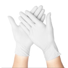 (White, M) 100PCS Disposable Gloves Nitrile Cleaning Food Gloves Universal Household Garden Kitchen Cleaning Hand Protective Gloves