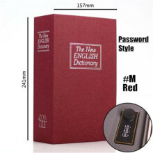 (Red, Password Lock) Kid Gift Dictionary Mini Safe Box Book Hidden Secret Security Safe Key Lock Money Jewellery Certificate Storage Password Locker