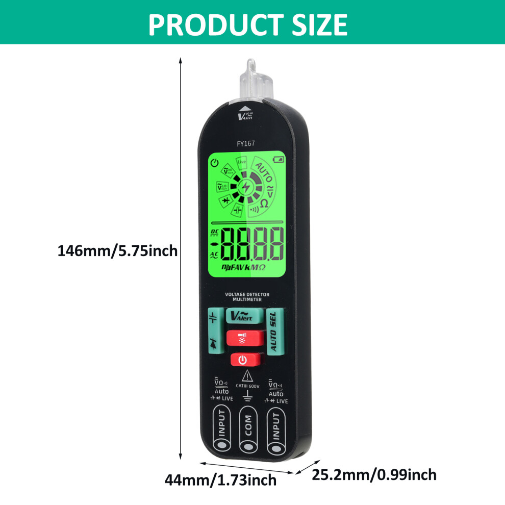Fy167 Digital Multimeter With Backlight, 520V, 1999Uf, 76G 6951337658003