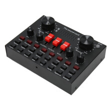 Bluetooth Live Soundkarte 8 Modi Stimmwechsel Soundmischer mit 16 Soundeffekten für Karaoke, Live-Streaming Schwarz