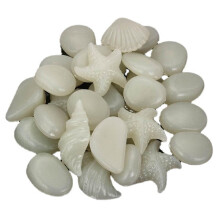 (White) 50pcs Glowing Artificial Pebbles Stones Garden Path Flower Pot Decor Landscape Noctilucent Stone