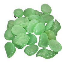 (Green) 50pcs Glowing Artificial Pebbles Stones Garden Path Flower Pot Decor Landscape Noctilucent Stone