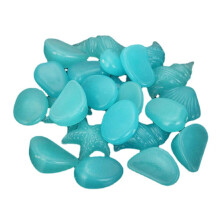 (Blue) 50pcs Glowing Artificial Pebbles Stones Garden Path Flower Pot Decor Landscape Noctilucent Stone