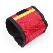 (Red) Multi-functional Magnetic Wristband Small Parts Adsorption Tools Nails Drill Bits Holder Repair