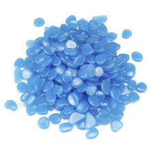 (Blue) 300Pcs Luminous Artificial Pebbles Stone Aquarium Fish Tank Garden Outdoor Decorations