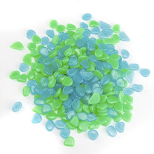 (Blue Green) 300Pcs Luminous Artificial Pebbles Stone Aquarium Fish Tank Garden Outdoor Decorations