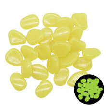 (Yellow) 50pcs Glow Pebbles Luminous Stone Rocks In The Dark for Outdoor Pool Walkways Path Patio Lawn Decor