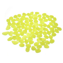 (Yellow) 100pcs Luminous Stones Pebble Gardening Aquarium Landscaping Pebble Villa Decorations