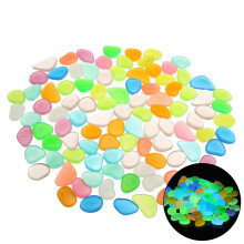 (Green) 100pcs Luminous Stones Pebble Gardening Aquarium Landscaping Pebble Villa Decorations