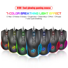 HXSJ V700BW+X100 RGB 61-Key Wired Gaming Keyboard Mouse Kit, 3600DPI