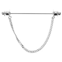 Brooches for Men Copper and Silver Collar Pin with Chain, Tie Pin for Men, Decorative Collar Pin