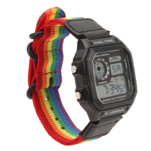 Digital-Chronograph-Uhr mit Leuchtfunktion, wasserdicht, Multifunktion, Retro-Stil, quadratisch, elektronische Uhr, 6 Farben
