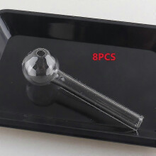 (4 inch)8PCS Clear Glass Oil Burner, High Quality Borosilicate Glass Handmade Art Making Tw
