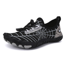 (W-28-BlackWhite, EU37) Kid's Barefoot Shoes Quick Drying Aqua Shoes Boys Girls Breathable Children Water Booties Sneakers Child Beach Walking Footwear