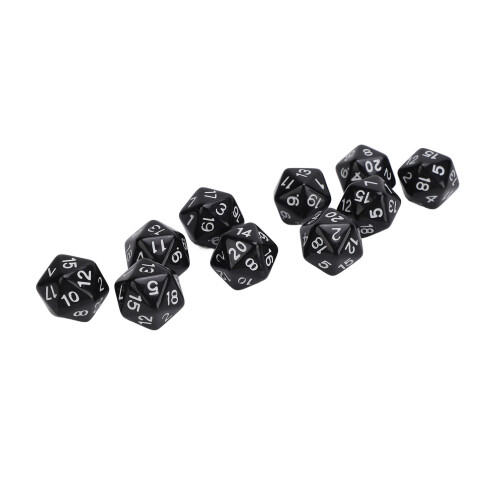 Lightweight 10PCS Black Polyhedral 20-Sided Dice for Endless Fun