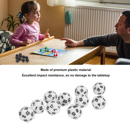 20 Sided Dice Set White 10PCS Plastic Perfect for Role Play 2
