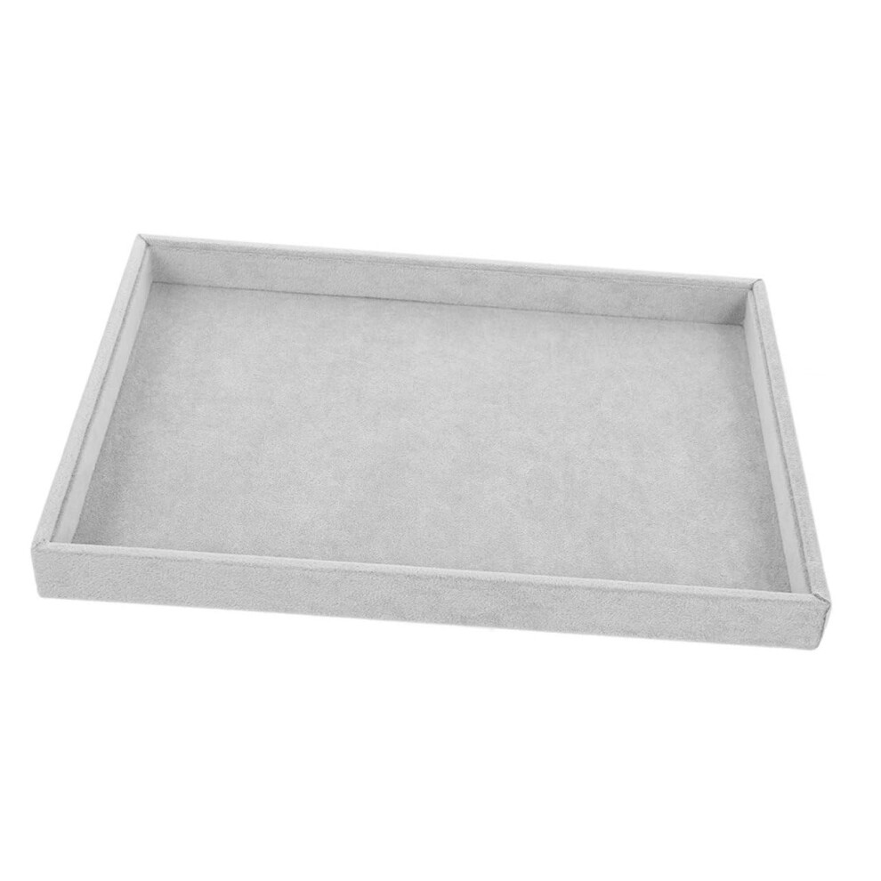Jewelry Storage Tray Gray Fabric Desk Organizer With Bracelet Compartment Necklace Display And Earring Tray-image-OPC-PJGDVKM-NEW