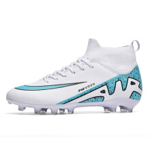 (WJS2309-C-White, 44) Men's Soccer Shoes Children‘s Football Boots TF/FG Outdoor Grass Proffesional Anti-Slip Soccer Shoes New Arrival 2022 Sneakers