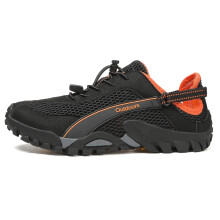 (9329-BlackOrange, EU 43) Barefoot Shoes Men's Outdoor Sports Aqua Shoes Summer Beach Sandals Seaside Swimming Surfing Fishing Soft Flat Fitness Footwear