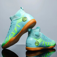 (2509P-Moon, 36) Indoor Cleats Man Professional Futsal Boot Flat Bottomed Football Shoes Adults High-Top Wear Resisting Training Shoes Teenager
