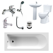 Nes Home 3-Piece Bath Suite Toilet Pedestal Basin Round Bath and Showers Mixer